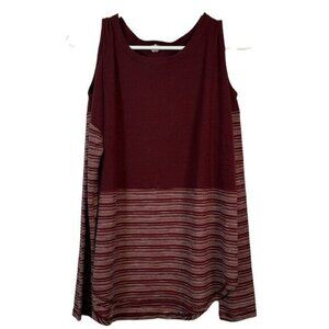 Hem & Thread Maroon Stripe Textured Cold Shoulder L/S Size Small EUC #6451